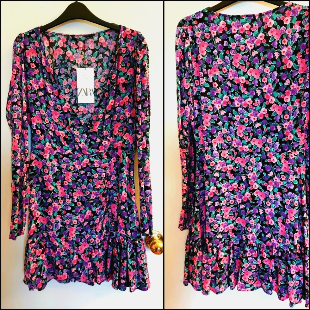🔥 Final sale🎈NWT_ Floral crepe dress_ Zara